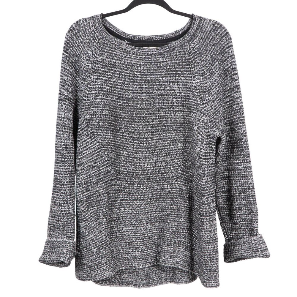 Style & Co Sweater XL Womens Gray Textured Soft Knit Rolled Sleeves Round Neck - Picture 1 of 5